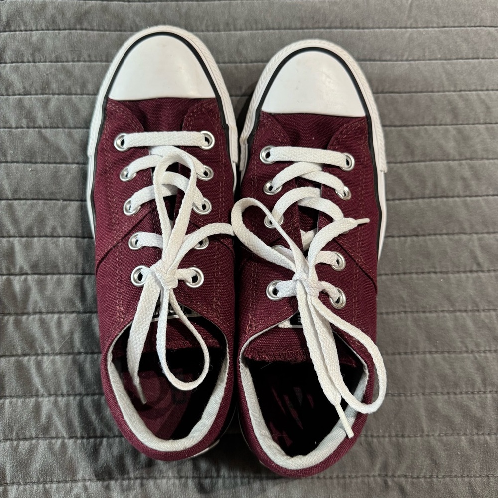 Converse Maroon Canvas Sneakers with White Accents